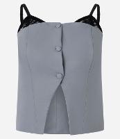 Blusa Colete Alfaiataria com Aplicação de Renda - 1