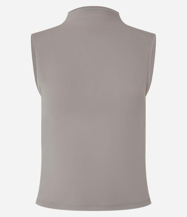 Blusa Sem Manga em Microfibra com Gola Alta e Decote nas Costas - 1