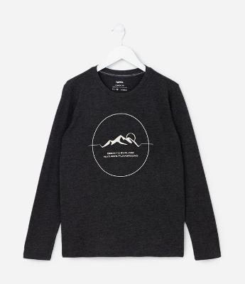 Camiseta Infantil com Estampa de Montanha - Tam 5 a 14 anos