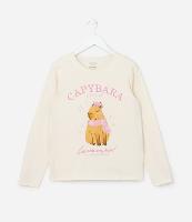 Camiseta Infantil em Algodão Estampa Capivara de Cachecol - Tam 5 a 14 anos - 1