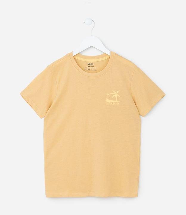 Camiseta Infantil com Estampa de Coqueiro e Sol - Tam 5 a 14 anos - 1