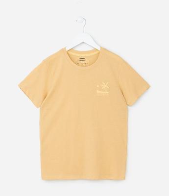 Camiseta Infantil com Estampa de Coqueiro e Sol - Tam 5 a 14 anos