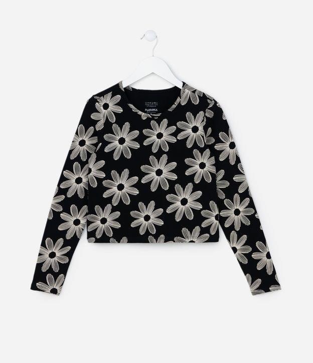 Camiseta Curta Infantil com Estampa Floral - Tam 5 a 14 Anos - 1