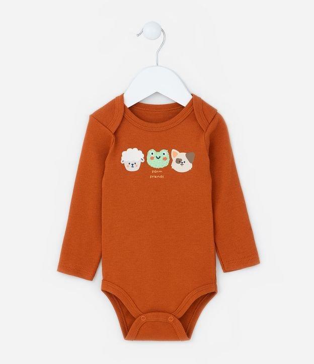 Body Infantil Canelado com Estampa Bichinhos - Tam 0 a 18 meses - 1
