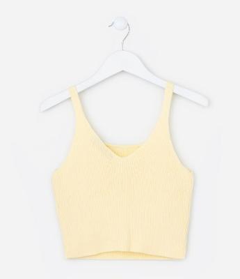 Blusa Cropped Infantil Canelada em Tricô - Tam 5 a 14 anos