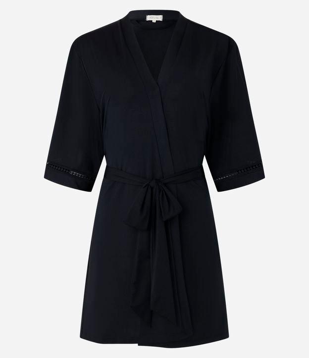 Robe Curto em Microfibra com Manga 3/4 e Detalhes - 1