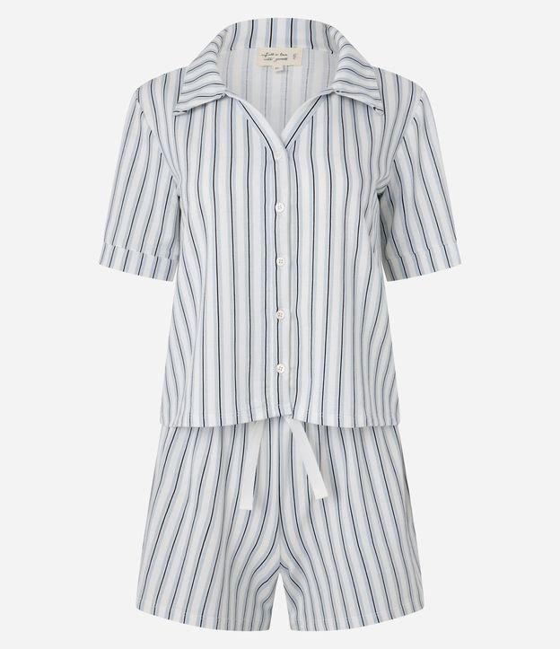 Pijama Americano Short Doll Manga Curta em Viscose  Listrada - 1