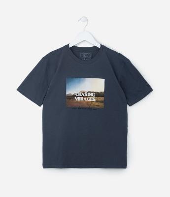 Camiseta Regular Infantil com Estampa Paisagem - Tam 5 a 14 Anos