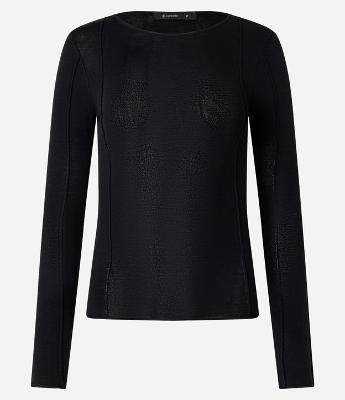 Suéter em Tricô com Gola Redonda e Frisos Frontais