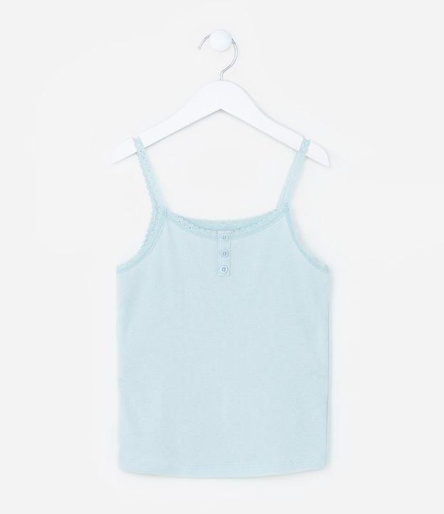 Regata Infantil com Botões e Alça Rendada - Tam 5 a 14 Anos - 1