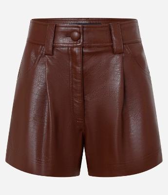 Short Curto em Pu Texturizado com Bolso e Pregas