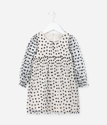 Vestido Infantil em Tule com Estampa Floral - Tam 1 a 5 Anos