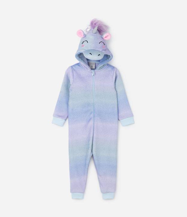 Pijama Jumper Infantil em Fleece com Bordado Unicórnio e Detalhe - Tam 2 a 14 anos - 1