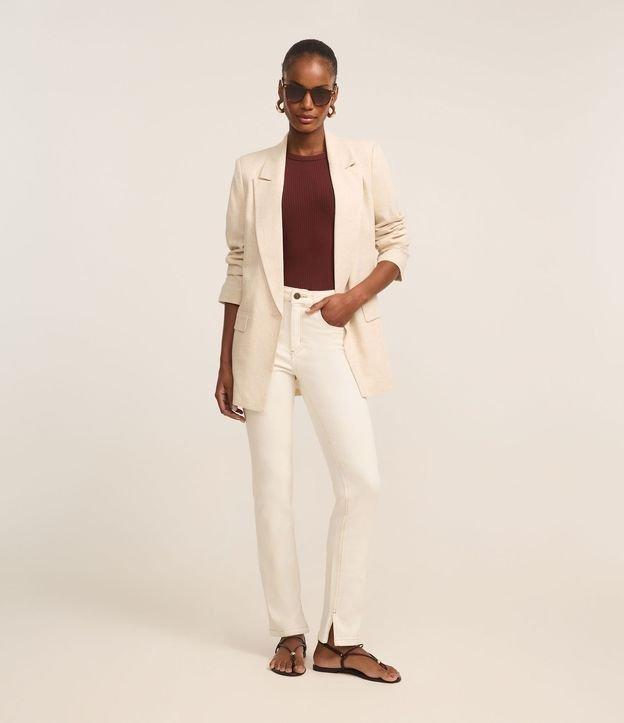 Calça Slim em Jeans com Fenda - 3