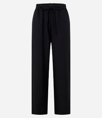 Calça Pantalona em Alfaiataria com Cós de Elástico e Amarração