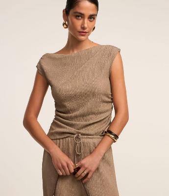 Blusa Ombro a Ombro com Drapeado na Lateral