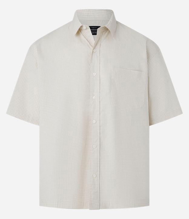 Camisa Overboxy em Tricoline com Estampa Xadrez e Bolso - 1