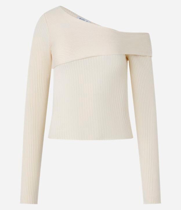 Blusa Ombro Só em Tricô Canelado - 1