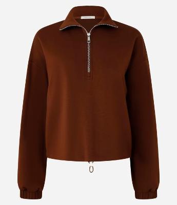 Blusa Manga Longa em Moletinho com Fechamento de Zíper no Decote