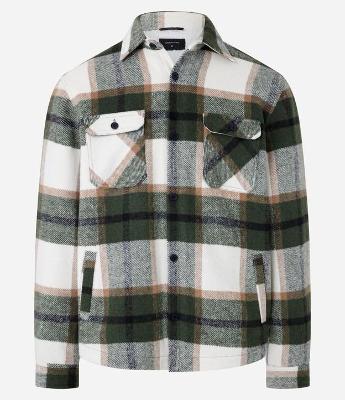 Jaqueta Trucker em Veludo com Estampa Xadrez