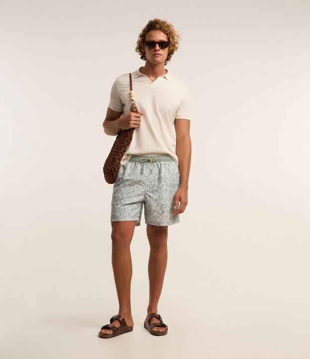 Bermuda em Microfibra com Cós Elástico e Estampa Floral - 1