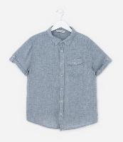 Camisa Infantil em Viscose e Linho com Bolsinho -Tam 5 a 14 Anos - 1