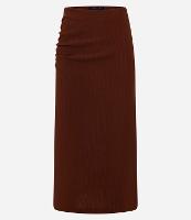 Saia Midi Texturizada com Elástico na Cintura e Franzido na Lateral - 1