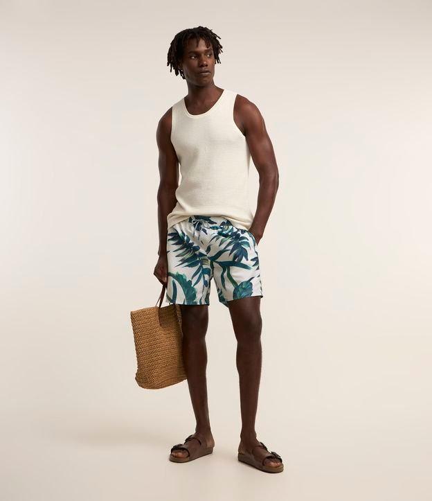 Bermuda em Microfibra com Cós Elástico e estampa Floral - 1