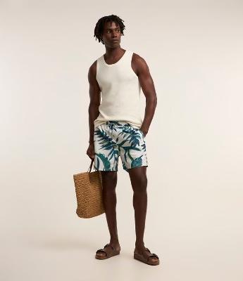 Bermuda em Microfibra com Cós Elástico e estampa Floral