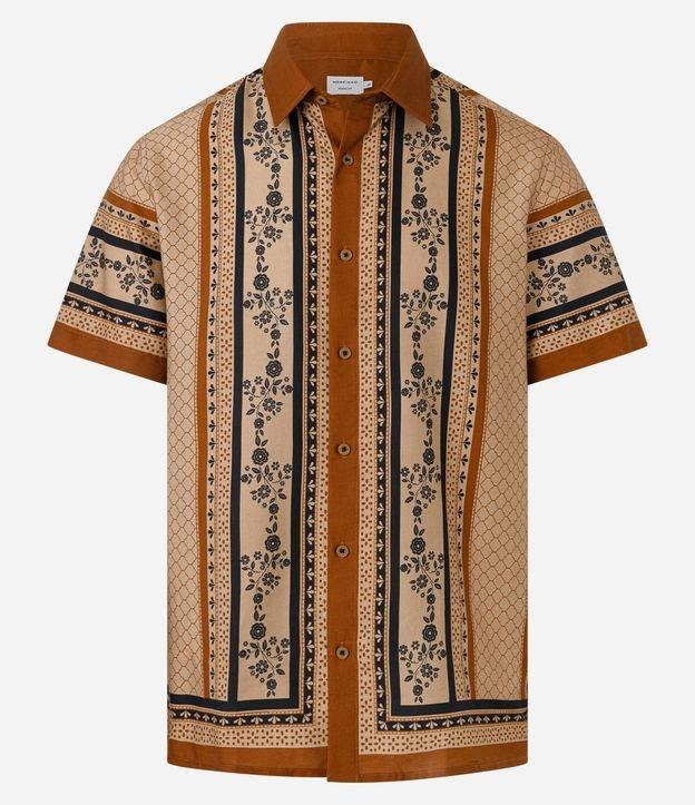 Camisa Regular em Flamê com Estampa de Lenço - 1