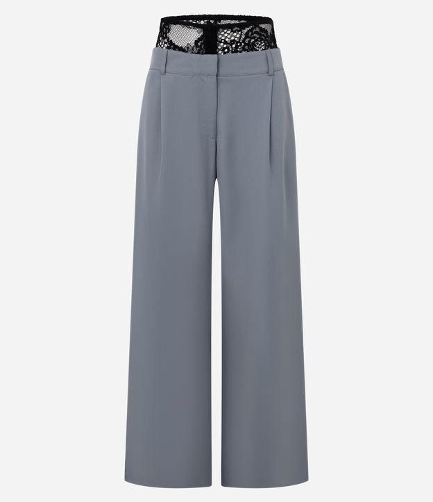 Calça Wide Leg Alfaiatada com Cós em Renda - 1