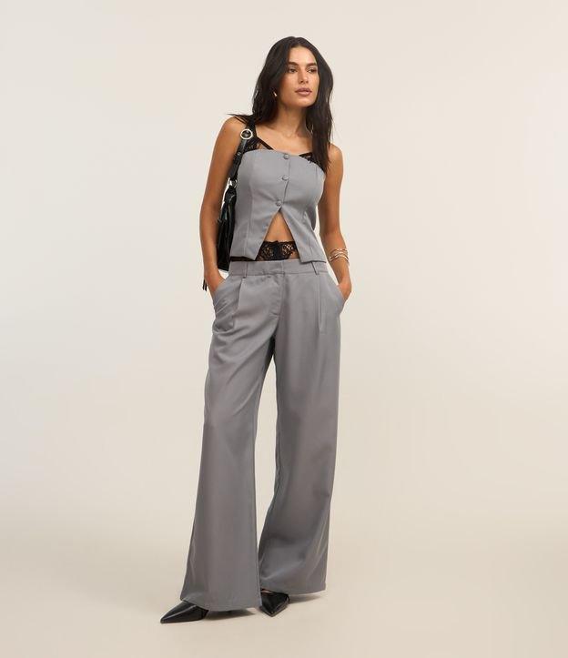 Calça Wide Leg Alfaiatada com Cós em Renda - 2