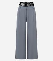 Calça Wide Leg Alfaiatada com Cós em Renda - 1