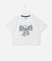 Camiseta Curta Infantil com Estampa Laço - Tam 5 a 14 Anos - 1