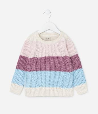 Suéter Infantil Chenille com Estampa Listrada - Tam 1 a 5 Anos