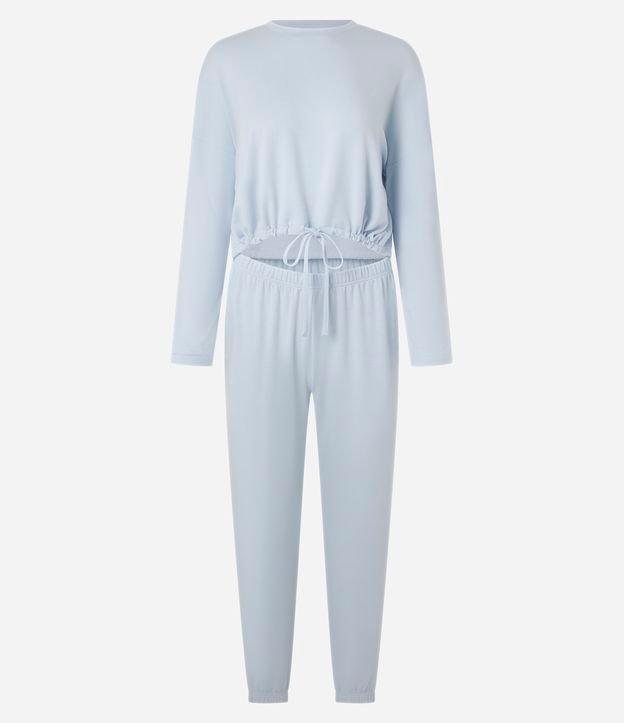 Pijama Longo em Poliviscose com Amarração na Barra - 1