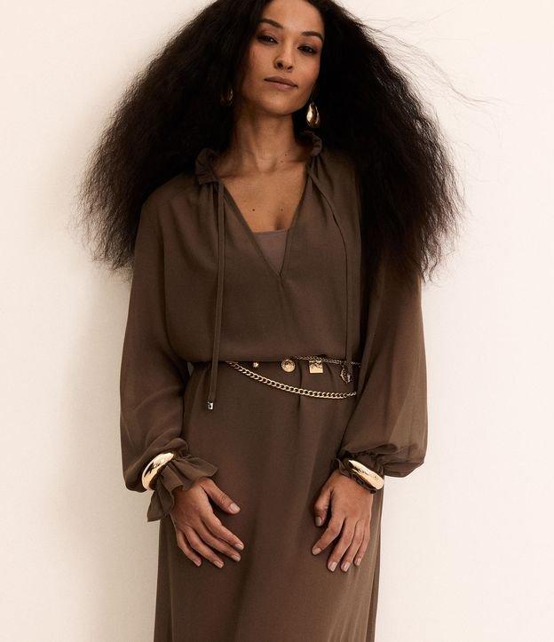 Vestido Midi em Chiffon com Amarração Frontal - 2