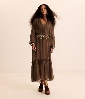 Vestido Midi em Chiffon com Amarração Frontal - 3