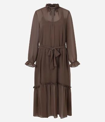 Vestido Midi em Chiffon com Amarração Frontal