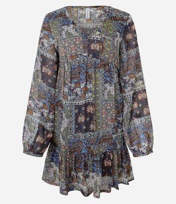 Vestido Amplo em Chiffon com Estampa Paisley Moderno