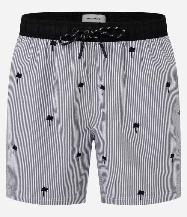 Bermuda em Anaruga com Cós Elástico Listras e Bordado de Coqueiro - 2