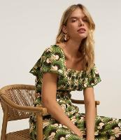 Blusa Cropped em Viscose e Linho com Lastex e Estampa Tucanos - 2