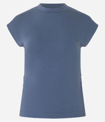 Blusa em Algodão com Gola Alta e Franzido na Lateral