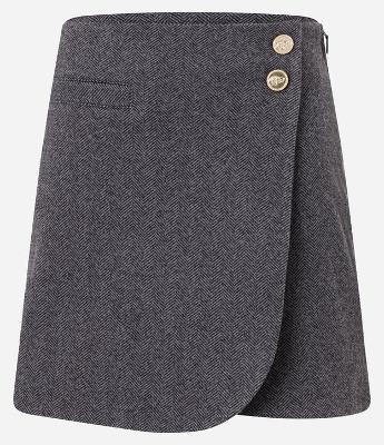 Saia Curta em Polivelour Transpassada