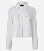 Jaqueta Trucker Curta em Sarja com Bolsos Cargo e Aleta - 1