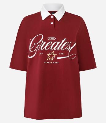 Camiseta Polo Oversized em Algodão com Estampa Greates