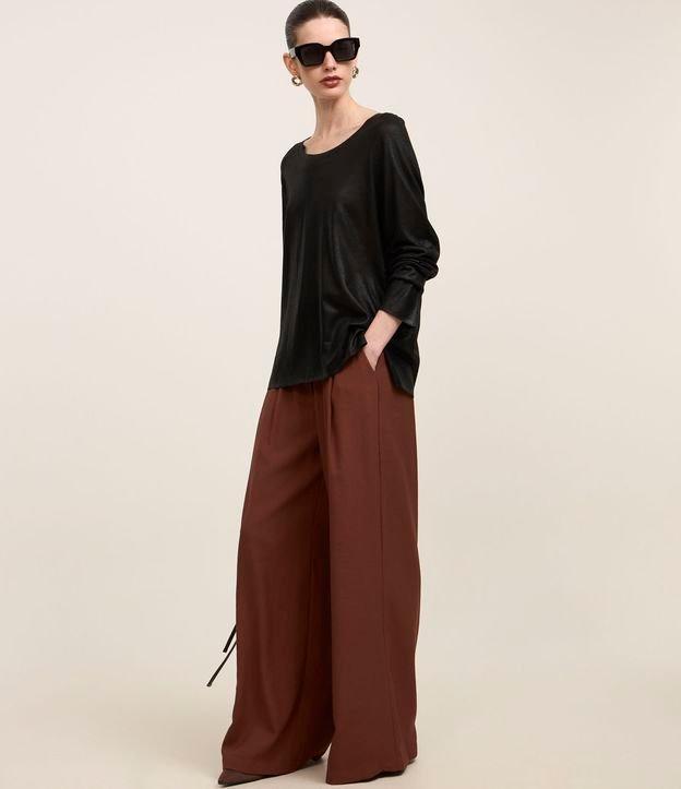 Blusa em Tricô com Cava Raglan e Foil - 2