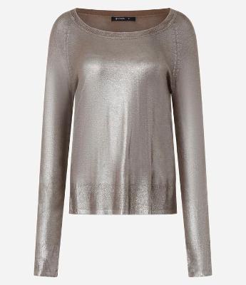 Blusa em Tricô com Cava Raglan e Foil