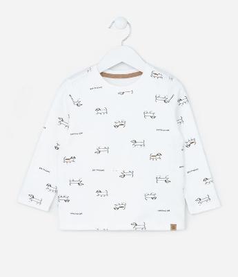 Camiseta Infantil com Estampa de Cachorrinho - Tam 1 a 6 Anos