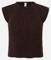 Blusa Curta e Canelada em Tricô com Ombro Alongado - 1